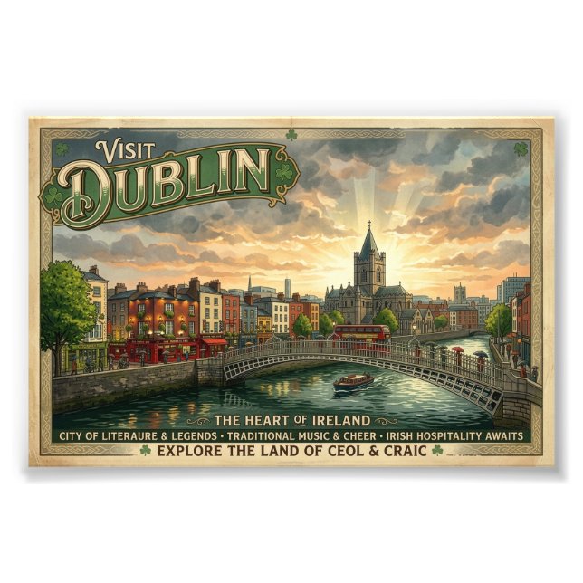 Vintage Dublin Travel Poster (Front)