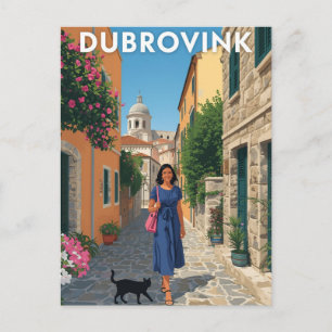 Vintage Dubrovnik Croatia Travel Poster Postcard
