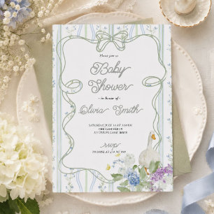 Vintage Duck and Floral Garden Baby Shower  Invitation