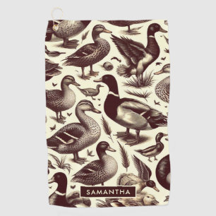Vintage Duck and Goose Pattern Golf Towel