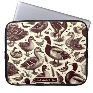Vintage Duck and Goose Pattern Laptop Sleeve