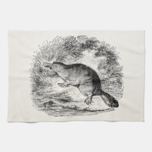 Vintage Duck Billed Platypus Personalised Animals Tea Towel