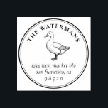 Vintage Duck Circular Family Name Return Address Rubber Stamp<br><div class="desc">Vintage Duck Circular Family Name Return Address Self-inking Stamp.
This elegant return address stamp features a double circular border and classical serif typography. Your family name appears at the top in capital letters and your address in italic below the vintage duck illustration at the centre.</div>