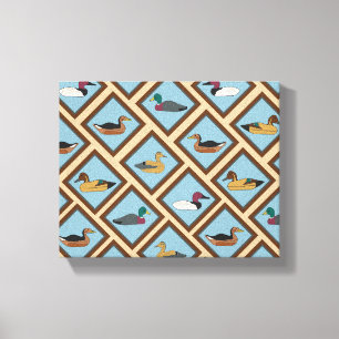 Vintage Duck Decoys Framed in Diamond Shapes Canvas Print