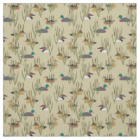 Vintage Duck Decoys Hiding in Cattails on Beige