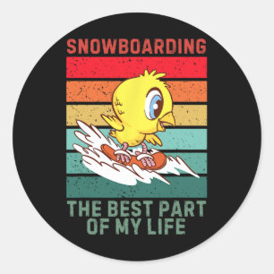Vintage Duck The Best Part Of My Life Snowboarding Classic Round Sticker