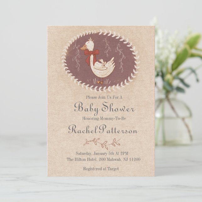 Vintage Duckling Invitation (Standing Front)