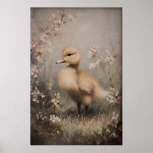 Vintage Duckling Printable Art, Spring Duck Poster