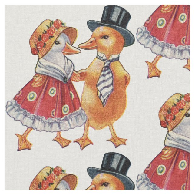 Vintage Ducklings Fabric (Close Up)