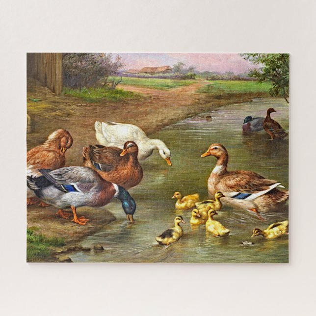 Vintage Ducks Ducklings Farm Animals Jigsaw Puzzle (Horizontal)