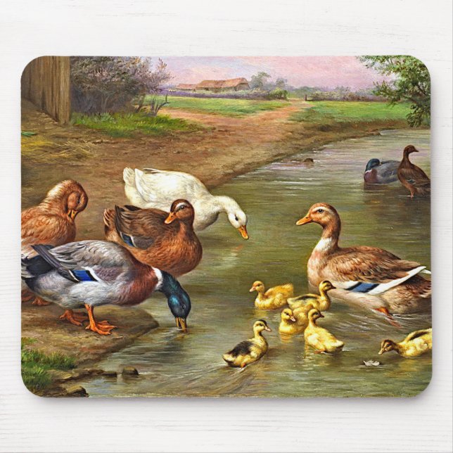 Vintage Ducks Ducklings Farm Animals Mouse Pad (Front)