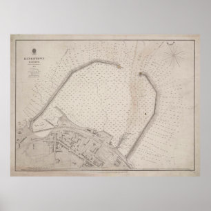 Vintage Dun Laoghaire Ireland Map (1857) Poster