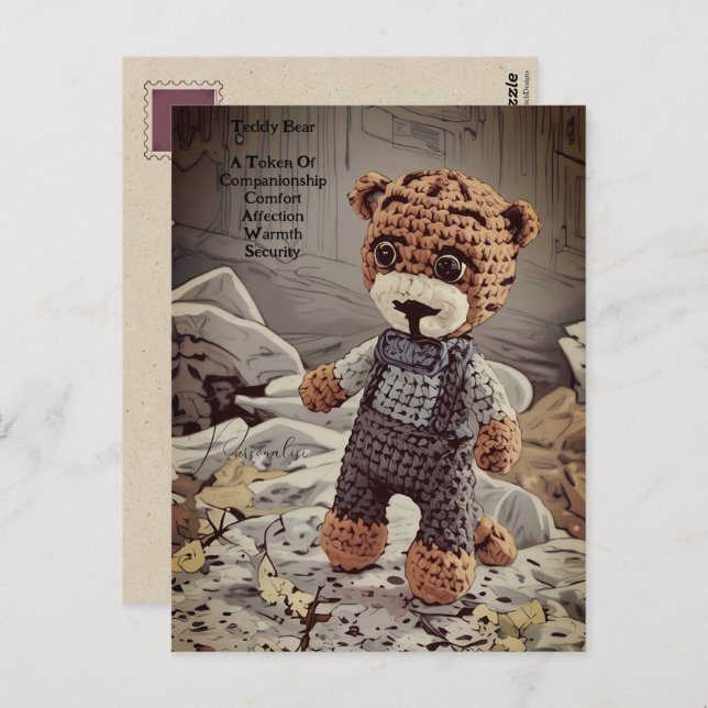Vintage Dungarees Teddy Bear Symbolism Quote Cute Postcard (Front/Back)
