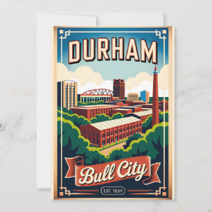 Vintage Durham North Carolina Bull City Retro Holiday Card