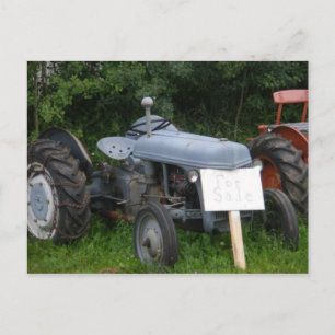 Vintage Dusky Blue Tractor Postcard