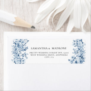 Vintage Dusty Blue Floral Return Address Label