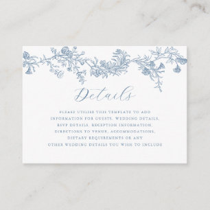 Vintage Dusty Blue Floral Wedding Details  Enclosure Card