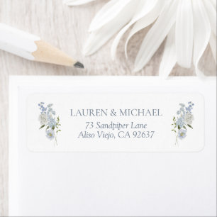 Vintage Dusty Blue Floral Wedding Return Address