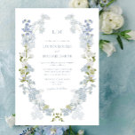 Vintage Dusty Blue Garden Monogram Wedding Invitation<br><div class="desc">Introducing the Vintage Dusty Blue Garden Wedding Invitation – a sophisticated blend of vintage allure and modern convenience. This meticulously crafted invitation design boasts a delicate wreath of soft, dusty blue watercolor flowers, elegantly framing your wedding details. At the top, a tasteful monogram adds a personalised touch. What sets this...</div>
