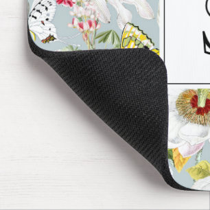 Vintage Dusty Blue Mariposa Monogrammed Mouse Pad