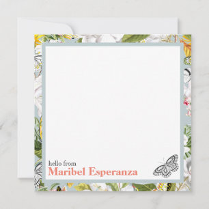 Vintage Dusty Blue Mariposa Personalised Notecards