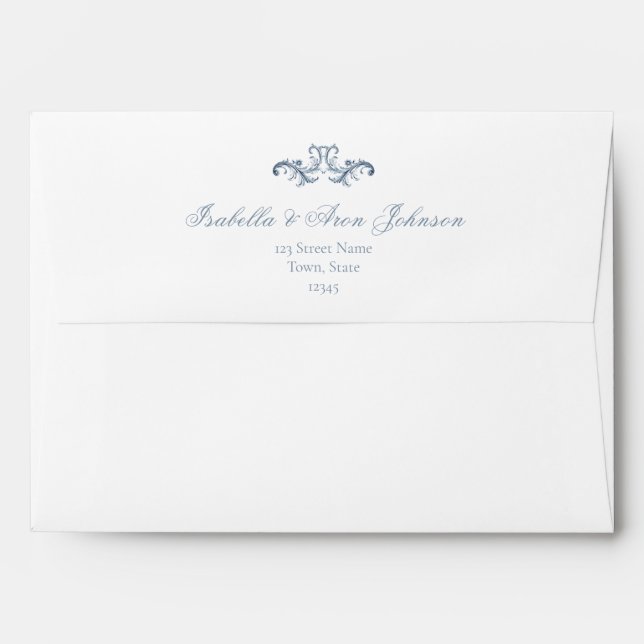 Vintage Dusty Blue Wedding Envelope (Back (Top Flap))