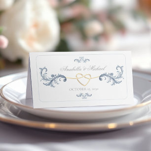 Vintage Dusty Blue Wedding Place Card