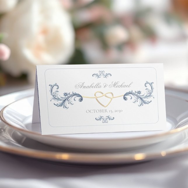 Vintage Dusty Blue Wedding Place Card (Creator Uploaded)