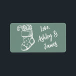 Vintage Dusty Green Christmas Stocking Gift Label<br><div class="desc">Bring charm and personality to your holiday wrapping with this vintage Christmas stocking gift label in a soft dusty green. The hand-drawn illustration and modern script create a timeless and cozy look, perfect for labeling gifts, treats, or small business packaging. Personalize easily with your names for a festive finishing touch....</div>