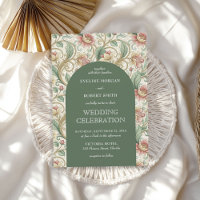 Vintage Dusty green Wedding Art Nouveau Mucha