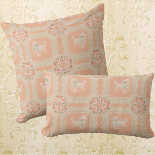 Vintage Dusty Peach Poodle Patchwork Cushion