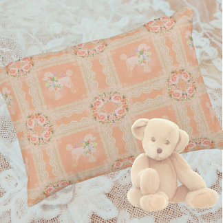 Vintage Dusty Peach Poodle Patchwork Decorative Cushion