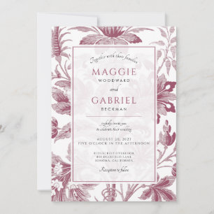 Vintage Dusty Pink Floral Wedding Invitation