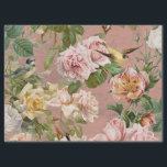 Vintage Dusty Pink Yellow Roses Botanical Birds Tissue Paper<br><div class="desc">"Vintage Dusty Pink Yellow Roses Botanical Birds Wood Background Decoupage or Gift Wrap Tissue Paper." Vintage botanical artwork custom designed into this beautiful paper pattern by internationally licensed artist and designer, Audrey Jeanne Roberts. English roses in blush pink, white and pale yellow over a rich dusty pink wooden background for...</div>