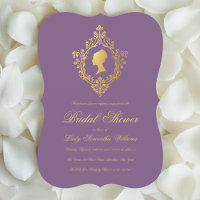 Vintage Dusty Purple Faux Gold Crest Bridal Shower