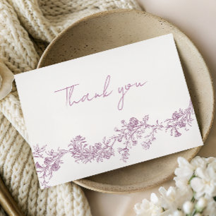 Vintage Dusty Rose Blush Wedding Thank You Card