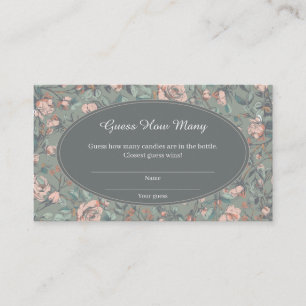 Vintage Dusty Rose Bridal Shower Guess How Many Enclosure Card