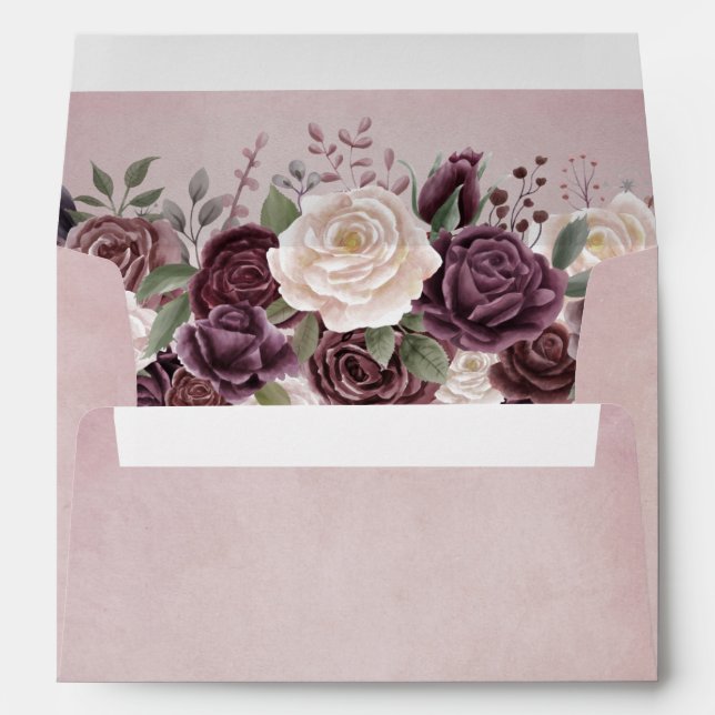 Vintage Dusty Rose Floral Envelope (Back (Bottom))