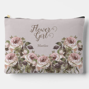 Vintage Dusty Rose Floral Flower Girl Accessory Pouch