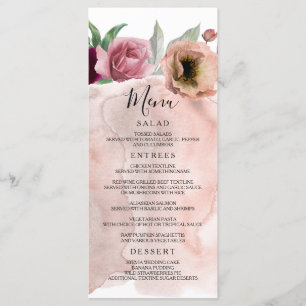 Vintage Dusty Rose Floral Wedding Menus