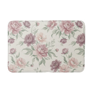 Vintage Dusty Rose & Mauve Floral Bath Mat