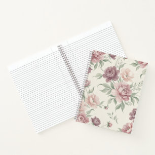 Vintage Dusty Rose & Mauve Floral Spiral Notebook