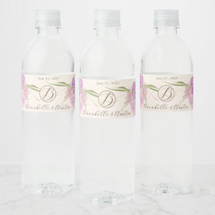 Vintage Dusty Rose Ombré Bow and Bouquet Water Bottle Label