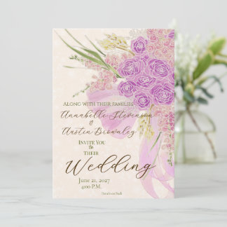 Vintage Dusty Rose ombré Bow Bouquet In Invitation