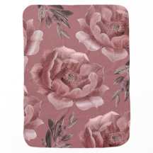 Vintage Dusty Rose Peony Floral Pattern Baby Blank