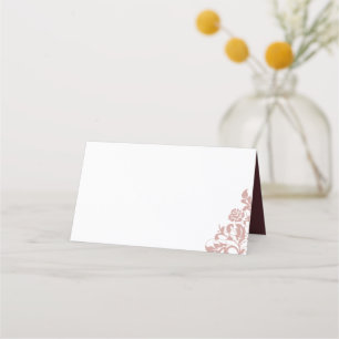Vintage Dusty Rose Pink Lace Burgundy Wedding Place Card