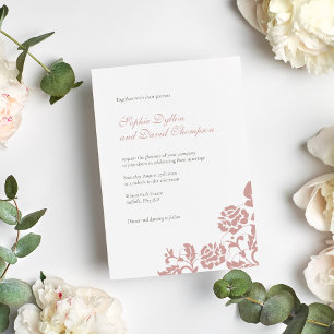 Vintage Dusty Rose Pink Lace Pattern Wedding Invitation