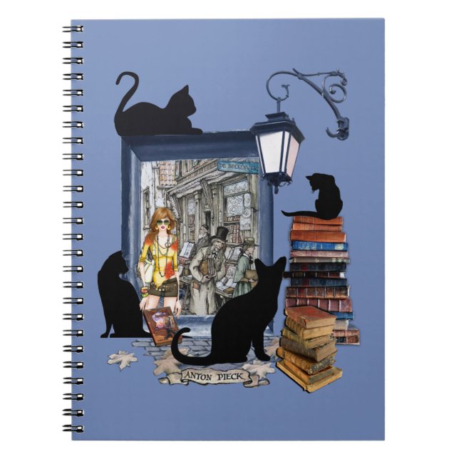 Vintage Dutch Artist & black cats Notebook (Front)