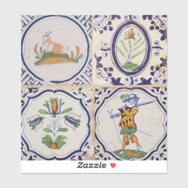 Vintage Dutch Delft Tiles 17th Century pottery art (Sheet)