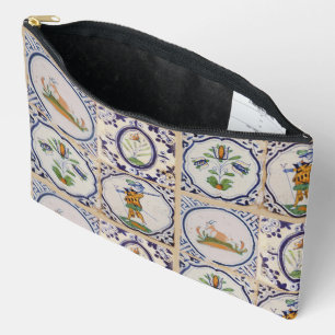 Vintage Dutch Delft Tiles 17th Century pottery art Accessory Pouch